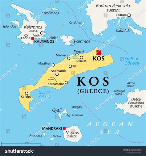 Kos Greek Island Political Map Cos Stock Vector (Royalty Free) 2293648669 | Shutterstock