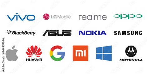 Collection of popular smartphone brands logo set. Vector illustration. Vinnitsa, Ukraine - July ...