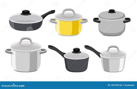 Pans pots and saucepans stock vector. Illustration of cook - 193794136