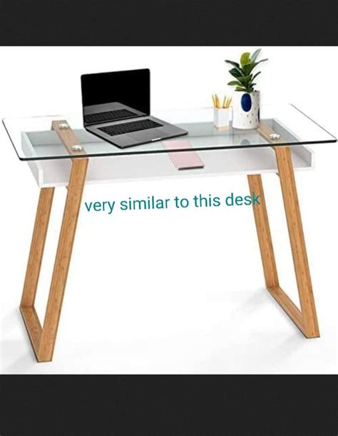 Contemporary Computer Desk - Glass and Wood - Office Desk on Carousell