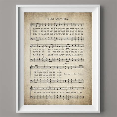 Trust and Obey Hymn Print Printable Vintage Sheet Music - Etsy