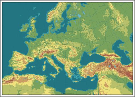 19th century Topographic Map of Europe | Europe map, Map, Topographic map