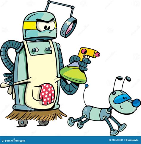 Robot Housekeeper Who Maintains Cleanliness Stock Vector - Illustration ...