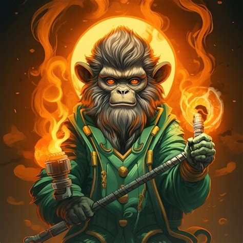 Premium AI Image | a poster for a gorilla called a monkey with a sword