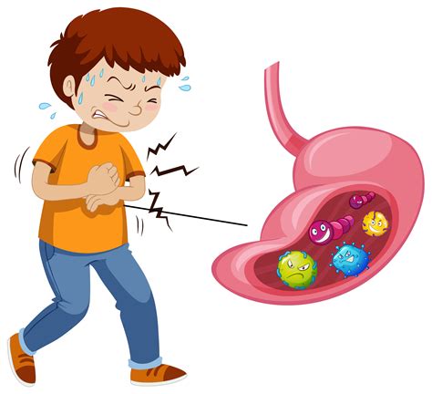 Man with bacteria in stomach 303537 Vector Art at Vecteezy