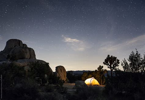 "Camping Tent Illuminated At Night Under Bright Starry Sky" by Stocksy ...