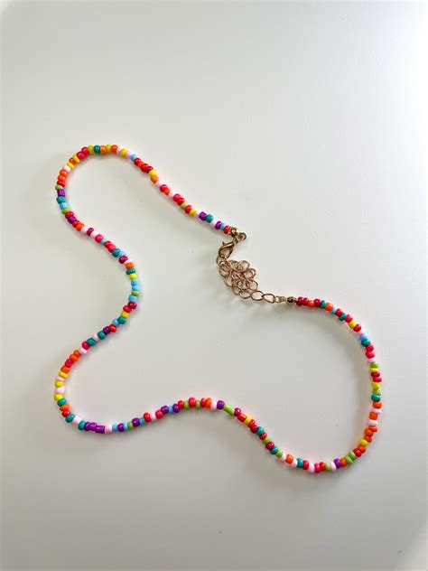 Colourful Beaded Necklace - Etsy UK