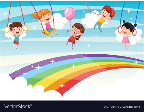 Rainbow children Royalty Free Vector Image - VectorStock