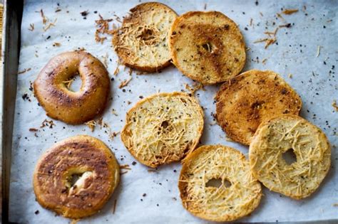 Easy Baked Bagel Chips with Garlic & Herbs, Parmesan Cheese