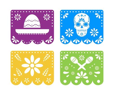 Premium Vector | Dia de los muetros Day of the Dead Colorful papel picado mexican holiday flags ...