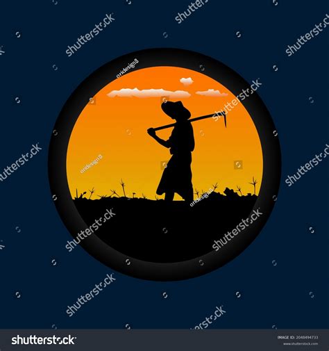 Farmer Silhouette Vector Illustration Sunset Sunrise Stock Vector (Royalty Free) 2048494733 ...