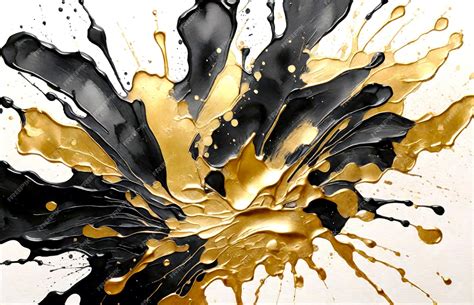 Premium AI Image | Black and gold paint splatter on white background