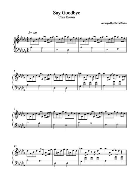 Say Goodbye (Chris Brown) - Piano Cover Sheet Music