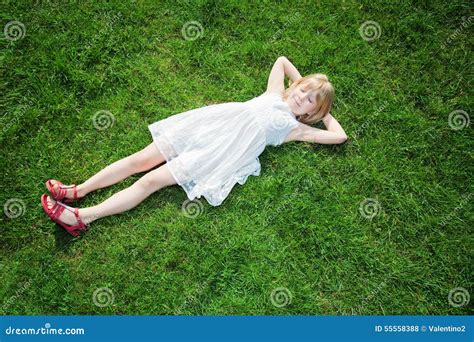 Little Girl Lying Grass