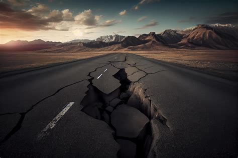 cracked road after earthquake 22191165 Stock Photo at Vecteezy