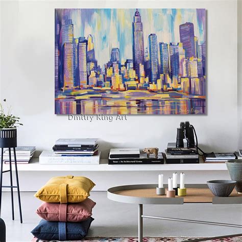 Large City Abstract Painting on Canvas Wall City Painting - Etsy