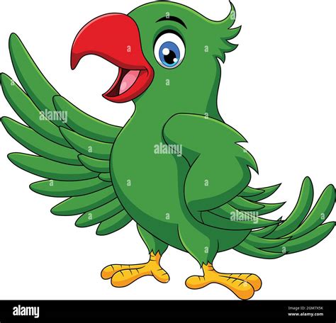 Cute Green Parrot cartoon vector illustration Stock Vector Image & Art - Alamy