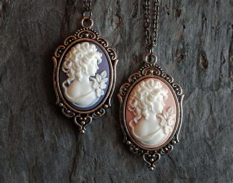 Cameo Necklace Pink Cameo Necklace Purple Cameo Necklace - Etsy