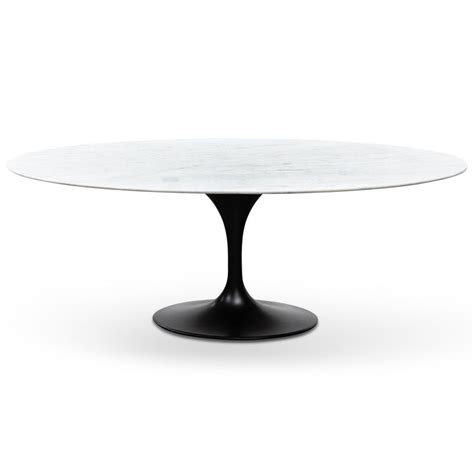 Tulip 2m White Marble Oval Dining Table - Black Base | Interior Secrets ...