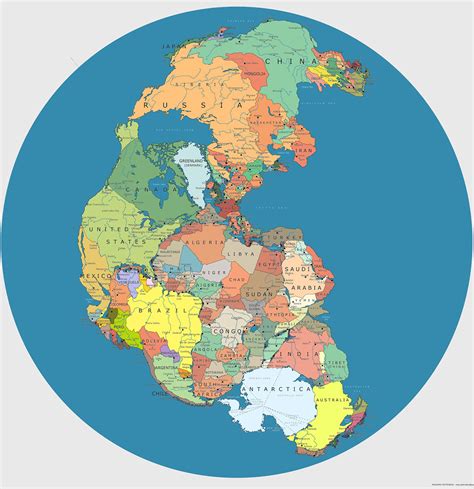 Incredible Map of Pangea With Modern-Day Borders