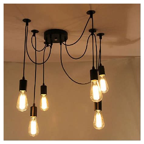 6 Lights Antique Edison Ajustable DIY Ceiling Spider Lamp Light E27 ...