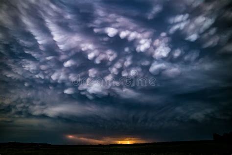 Amazing Mammatus Clouds with Lightning Storm Stock Photo - Image of display, beautiful: 186687676