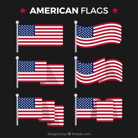 Free Vector | Pack of american flags in flat design