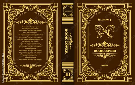 Old book cover design elements. Color vector illustration Stock Vector | Adobe Stock