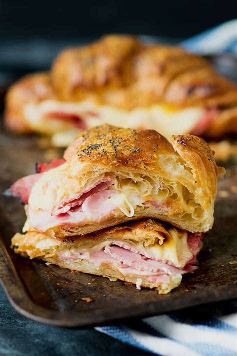 Ham and Cheese Croissants with Honey Mustard Glaze - Nicky's Kitchen Sanctuary