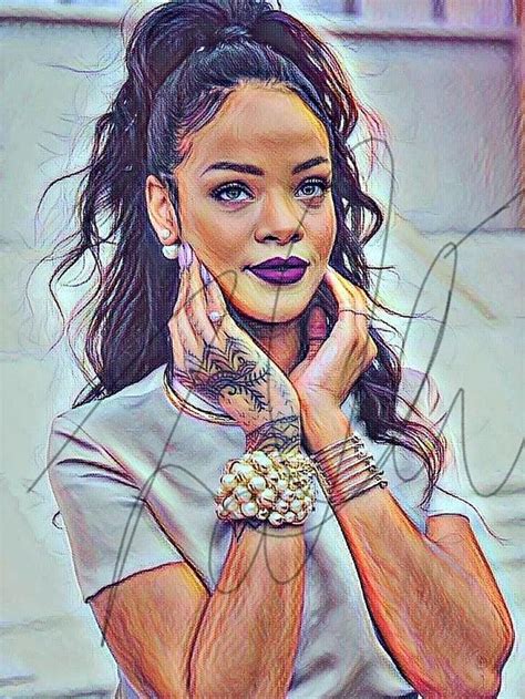 Rihanna Sketch Drawing Illustration Wall Art Card Matte PRINT | Rihanna ...