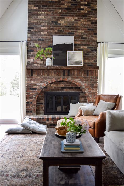 Brick fireplace and living room decor ideas - Home Spotlight: The Adored Abode - … in 2020 ...