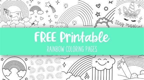 rainbow with clouds and sun coloring page nature - free printable rainbow coloring pages for ...