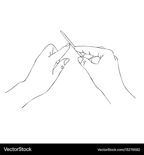 Hands with nail file Royalty Free Vector Image