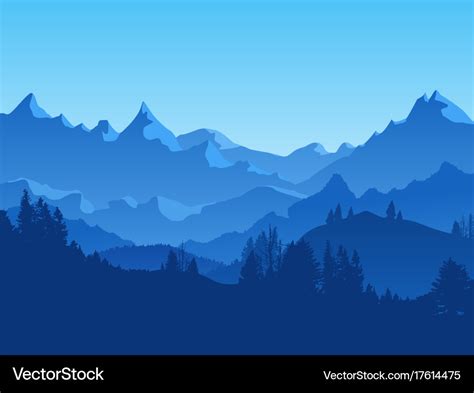 Cartoon mountains and forest landscape background Vector Image