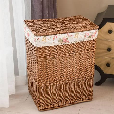 Dirty Clothes Home Storage Basket Large Storage Box Wicker Mesh Laundry Bag Laundry Hamper With ...