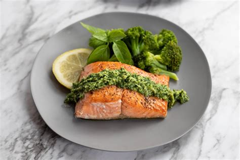 Seared Coho Salmon with Mixed Herb Pesto