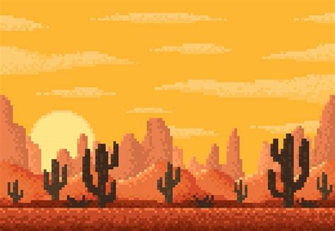 Pixel desert landscape 8 bit game level background 11153437 Vector Art at Vecteezy