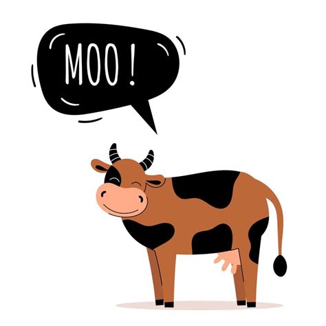 A cute cow says moo. Farm animals. Speech bubble, children's cards ...