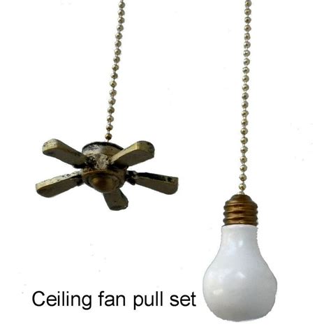 CEILING FAN & LIGHT BULB lightbulb shaped ceiling FAN PULL light chain extender SET, Stop ...