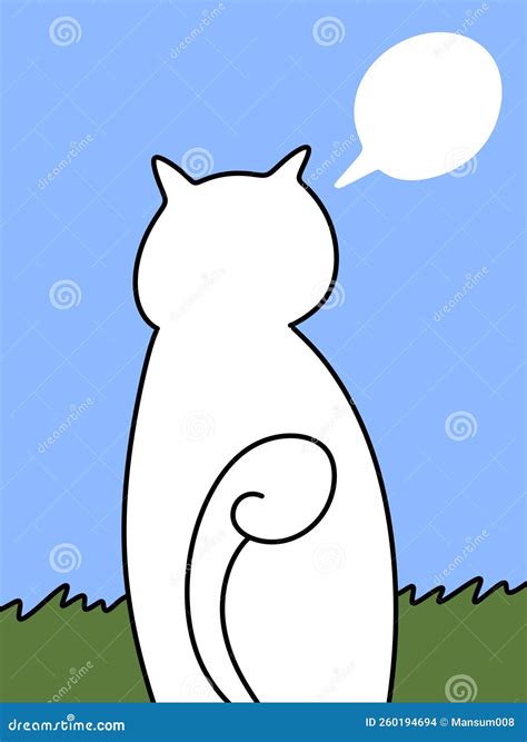 Cute Cat Cartoon on Blue Background Stock Illustration - Illustration of beautiful, doodle ...