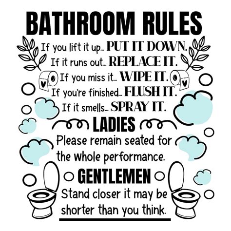 Bathroom Rules SVG Sign Bathroom SVG Bathroom Funny Sign - Etsy UK