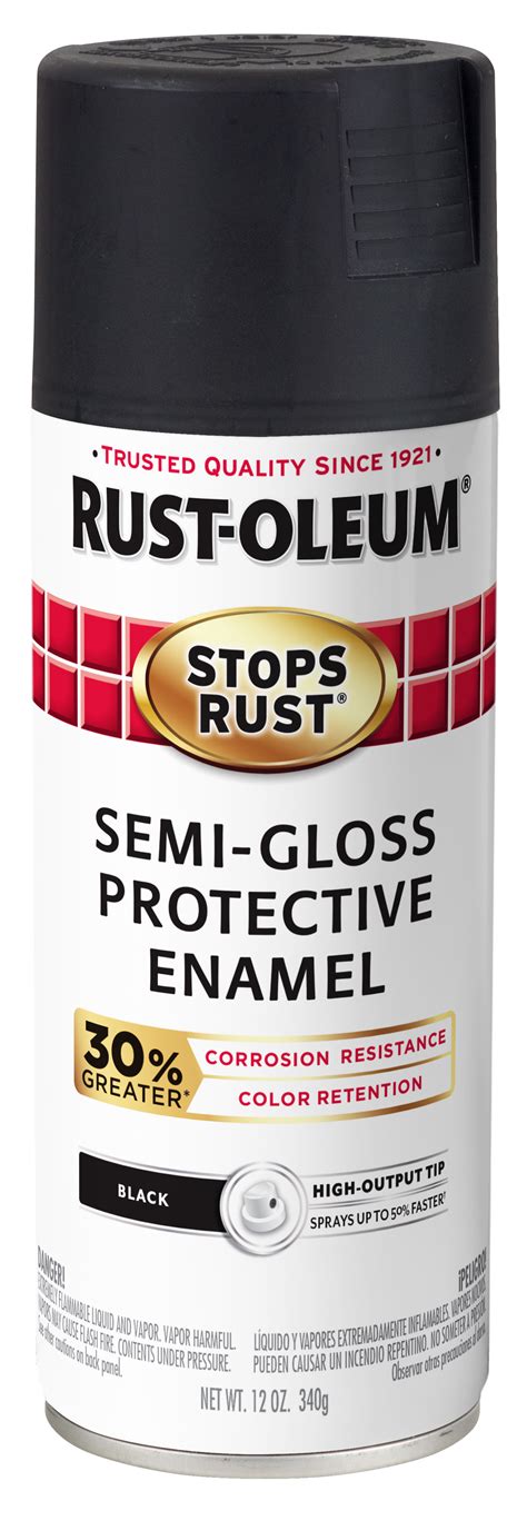 Black, Rust-Oleum Stops Rust Advanced Semi-Gloss Spray Paint, 12 oz ...