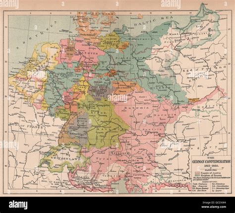 GERMAN CONFEDERATION 1815-1866. Empire of Austria. Kingdom of Prussia, 1910 map Stock Photo - Alamy