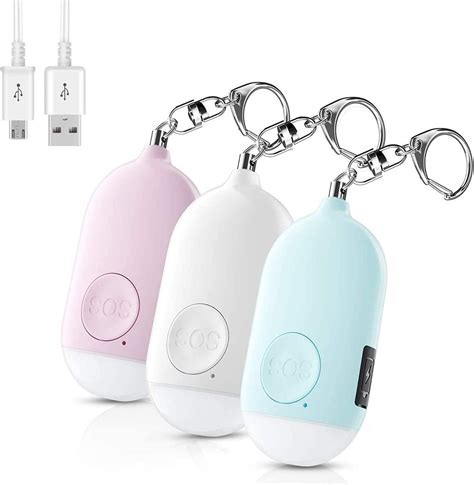 3pcs SOS Keychain Alarm for Women, Men, Elderly and Kids, Personal Keychain Alarm Siren ...