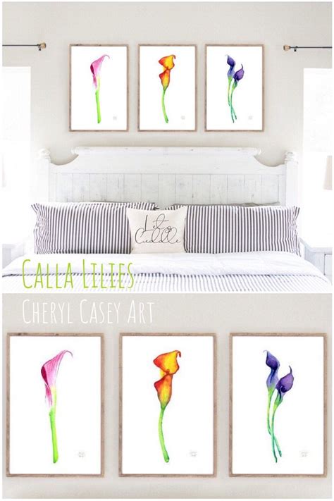 Calla Lilies Watercolor Painting Print Set of 3 by Cheryl - Etsy | Watercolor paintings ...