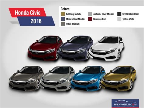 2016 Honda Civic Revealed In All 7 Colors - PakWheels Blog