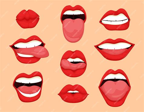 Premium Vector | Cartoon mouth expressions set.