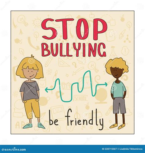 Stop Bullying at School Posters. Stock Vector - Illustration of student ...