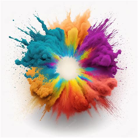 Premium Photo | Holi powder Color splash paints round border isolated on white background ...