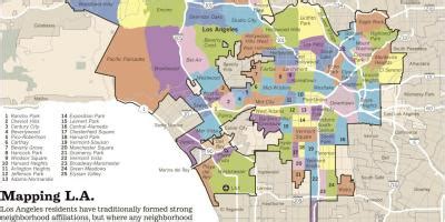 LA neighborhood map - Map of Los Angeles area neighborhoods (California ...